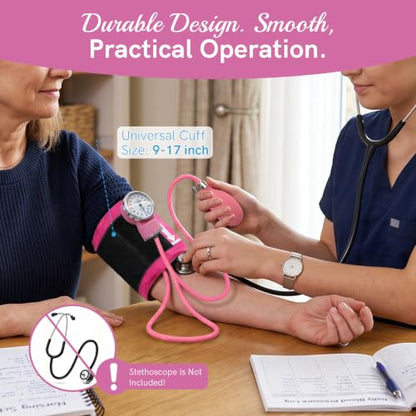 FriCARE Rose Pink Blood Pressure Cuff Manual for Nurses/Nursing Students - color: Rose Pink