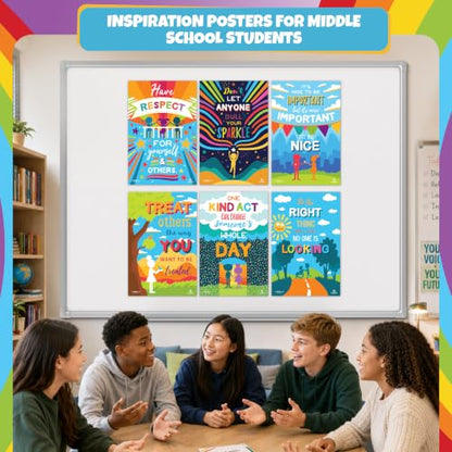 Sproutbrite 6 Pack 19.75”x13.75” Kindness & Respect Posters - color: Bold color