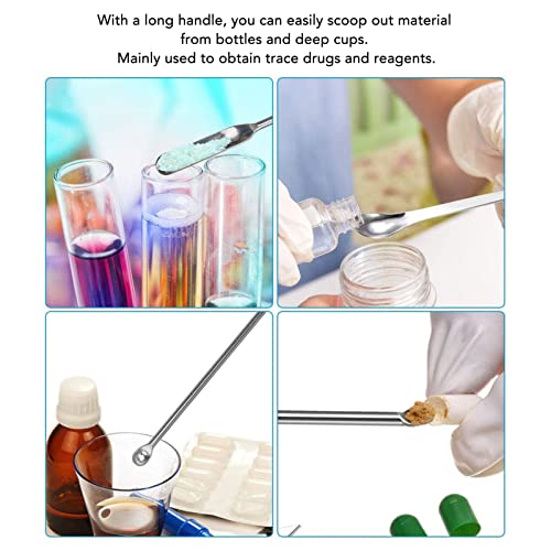 Generic 12Pcs Laboratory Spatula, Stainless Steel Micro Scoop Dual Head Design with Polished Long Handle and Cloth Bag, for Experiment Lab Home Use