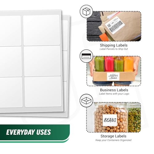 Blank Rectangle Labels, White, 4" x 3.33" - size: 4" x 3.33"