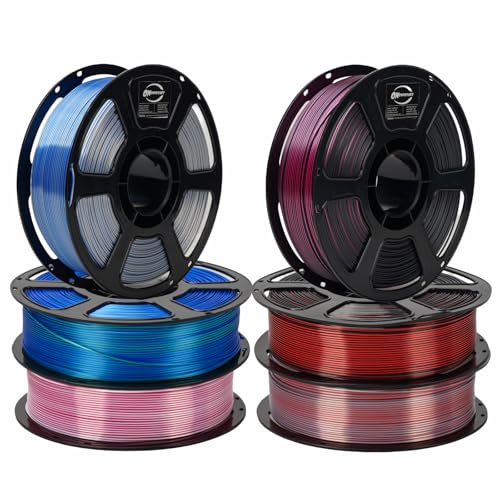 Dual Color Silk PLA 6KG 1.75mm 3D Printer Filament Bundles 6D-1 - color: Pla-(1kg*6 Dual Shiny Bluegreen+bluesilver+whiterose+silverred+blackred+blackrose)