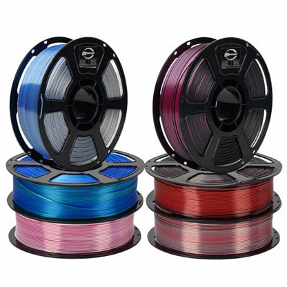 Dual Color Silk PLA 6KG 1.75mm 3D Printer Filament Bundles 6D-1 - color: Pla-(1kg*6 Dual Shiny Bluegreen+bluesilver+whiterose+silverred+blackred+blackrose)