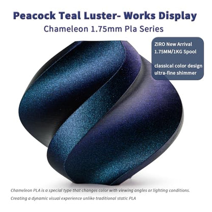 ZIRO Chameleon Series Filament, Super Sparkle PLA, Peacock Teal Luster - color: Peacock Teal Luster