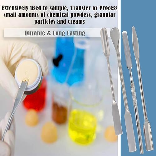 A2Z Scilab 12 Pcs Lab Micro Spatula Spoon Tweezers Sampler Instrument Kit, Stainless Steel - Multi Purpose Laboratory Sampling Set with Mixing Bowl & Pipette - Basic Medical Dental Science Lab Kit