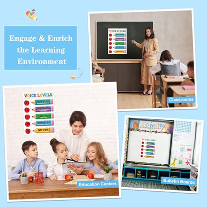 D24TIME 11.2''x 16.5'' Colorful Pencils Voice Level Chart for Classroom - color: Attractive-Pencil