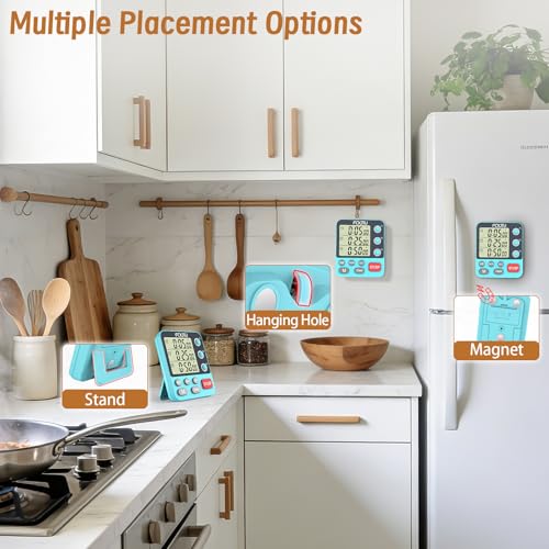 Digital Dual Kitchen Timer, Multi-Channel Magnetic Countdown for Cooking - size: YS318 Blue