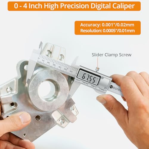 Neoteck 4 inch/100mm Digital Caliper, Stainless Steel Metal Mini Caliper