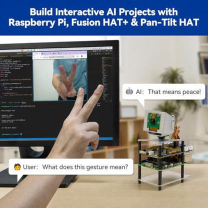 SunFounder AI Fusion Lab Kit for Raspberry Pi 5/4/3B+/Zero 2w, LLMs ChatGPT/Gemini/Grok, YOLO&OpenCV & MediaPipe, Python, Video Courses for Beginners Engineers