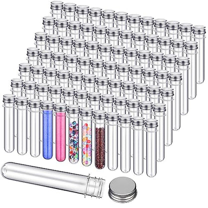 Xinnun 45 ml 200 Pcs Plastic Test Candy Tube Bulk Transparent Clear Bath Salt Tube Lid Plastic Vial Decor DIY Liquor Beading Seed Shampoo Hot Chocolate Spice Flower Storage Scientific Project Party