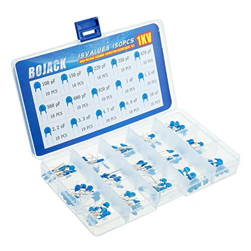 BOJACK 15 Values 150 Pcs 1KV / 100 pF to 10 nF High Voltage DIP Ceramic Capacitor Assortment Kit - size: 1 KV