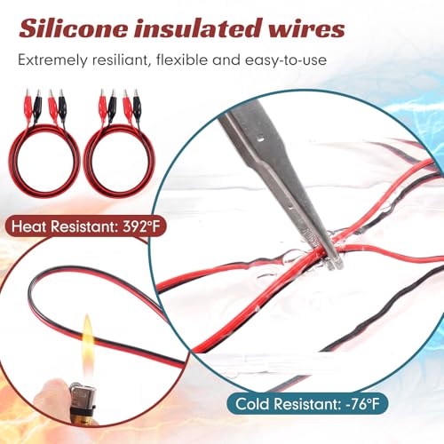 EBOOT 10 Pcs Alligator Clips Electrical, 40 Inches Test Leads with Alligator Clips, Double-ended Jumper Wires for Electrical Testing, Circuit Connection, Experiment