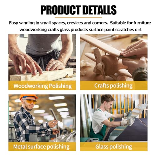 Mini Micro Gator Detail Sander 3 Pack with 90 Sheets 60 80 120 180 240 320 400 600 800 Grit Sandpaper Finger Sander for DIY Crafts Wood Finishing Tight Narrow Polishing