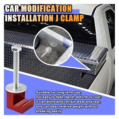 smilfuy 4PCS Truck Tool Box Mounting Clamp Kit, J Hooks No Drilling, Red - color: Red