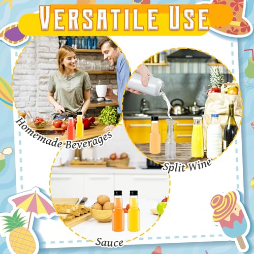 50 Pack 1.7oz Mini Liquor Bottles,Plastic Shot Bottles with Cap Small Water Bottle Empty Alcohol Shot With 10 Funnels for Party Favor,Weddings - size: 50 Pack