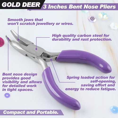3 Inches Bent Chain Nose Pliers Curved Needle Nose Pliers Mini Chain Nose Pliers Curved Multifunction Precision Pliers Jewelry Pliers Jewelry Tool for Crafting Repair Jewelry Making - style: Bent Chain Nose Pliers