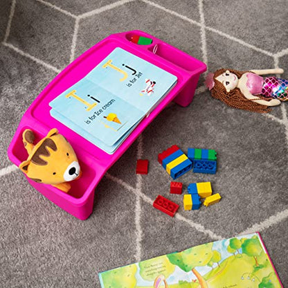 Mind Reader Kids Lap Desk, Activity Tray, Drawing, Stackable, Classroom, Portable, Plastic, 22.25" L x 10.75" W x 8.5" H, Pink