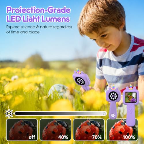 2.4" Screen Kids Microscope, 4K Handheld Digital Microscope - color: Purple