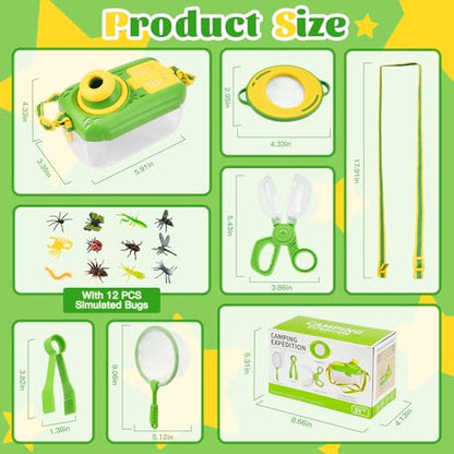 Bug Catcher Kit for Kids - Outdoor Explorer Kit Insect Catching Toys Nature Adventure Set for Boys 3 4 5 6 7 8 Year Old(Green & Pink)