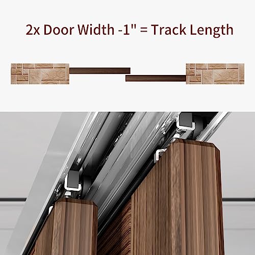 Heavy Duty Bypass Sliding Closet Door Track Hardware 72",6FT Aluminium Pocket Door Track Rail Set, Smoothly and Quietly, for 2 Door System - size: XC40-72"