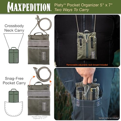 Maxpedition Platy Pocket Organizer, EDC Tool Pouch, Neck Wallet - color: Foliage, size: 5" x 7"