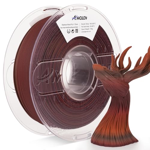 AMOLEN Wood PLA 3D Printer Filament 1.75mm Dark Wood Rainbow 1KG - color: Tigerwood