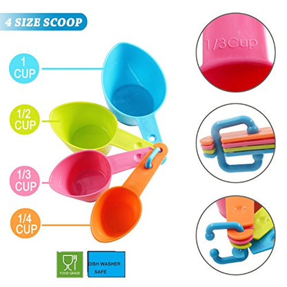 HINMAY Pet Food Scoops Plastic Measuring Cups Set for Dog Cat and Bird Food