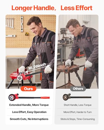 VEVOR Ratchet Pipe Threader Kit with 4 Dies, 1/2" NPT, 3/4" NPT, 1" NPT, 1-1/4" NPT Manual Ratcheting Pipe Threading Tool, Portable Pipes Threader Set with Toolbox for Plumbing Installation & Repair - size: 1/2" - 1-1/4"