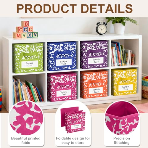 LemonRoad 6 Fabric Cube Storage Bin 11'' Classroom Bin, Rainbow, Label - color: Rainbow, style: Label