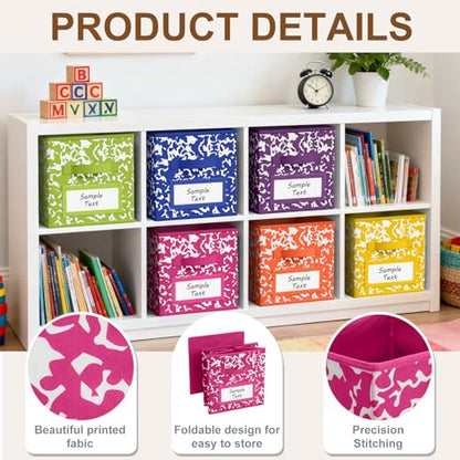 LemonRoad 6 Fabric Cube Storage Bin 11'' Classroom Bin, Rainbow, Label - color: Rainbow, style: Label