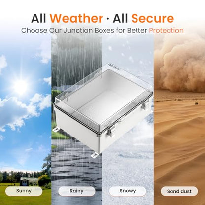 QILIPSU Outdoor Electrical Box Waterproof Junction Box 11.4"x7.5"x5.5" - color: Clear, size: 11.4"x7.5"x5.5"