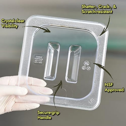 CURTA 6-Pack 1/3 Size 6" Deep NSF Polycarbonate Food Pans with Handled Lids & Drain Trays | Dishwasher & Freezer Safe Clear Container for Prep Tables, Buffet, Salad Bar, Commercial & Home Kitchen - color: 1/3 Size, size: 6" Deep Pan with Lid