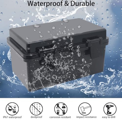 Junction Box, Hinged Black Cover IP67 Waterproof ABS Project Box with Mounting Plate Electrical Box Enclosure with Wall Bracket 8.3 x 5.1 x 4.3inch(210x130x110mm) - color: Black, size: 8.3"x5.1"x4.3"