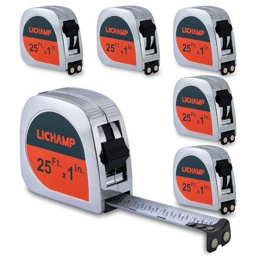 Lichamp 6 Pack Tape Measure 25 ft Magnetic, 1-Inch Wide Measuring Tape