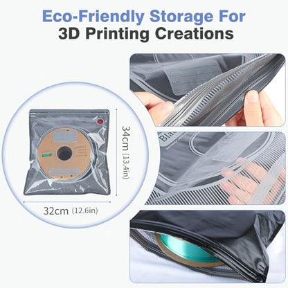 Vacbird 20 Pack 3D Filament Storage Bags, Vacuum Sealed & Light-Proof Reusable Bags for 1.75mm 2.85mm 3D Printer Filament (12.6x13.4 Inch) - Pump Not Included