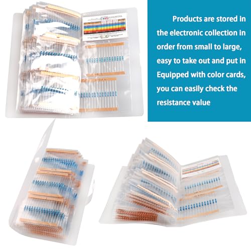 1/2W 41 Values 615pcs Individual Compartment 1 Ohm-1M Ohm with 1% Metal Film Resistor Assortment Kit and Electrical Industrial Assorted Set K Ohm Pack for Led Lights - style: 1/2W 41 Values 615pcs