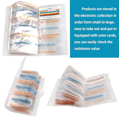 1/2W 41 Values 615pcs Individual Compartment 1 Ohm-1M Ohm with 1% Metal Film Resistor Assortment Kit and Electrical Industrial Assorted Set K Ohm Pack for Led Lights - style: 1/2W 41 Values 615pcs