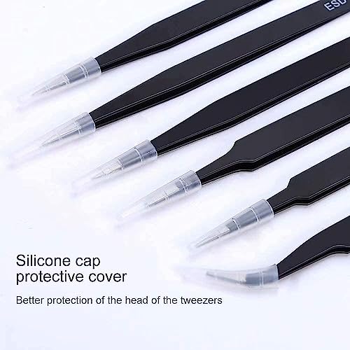 Precision Tweezers Set - 6PCS Anti Static Electronics Tweezers Soldering