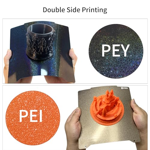 FYSETC Upgrade Prussa Mini 3D Printer Platform PEY Build Plate 196.3X190mm: Smooth PEY - Textured PEI Sheet Flex Dual Sides Spring Steel Plate Removable Heated Bed Cover for PETG Filament 1.75 PLA