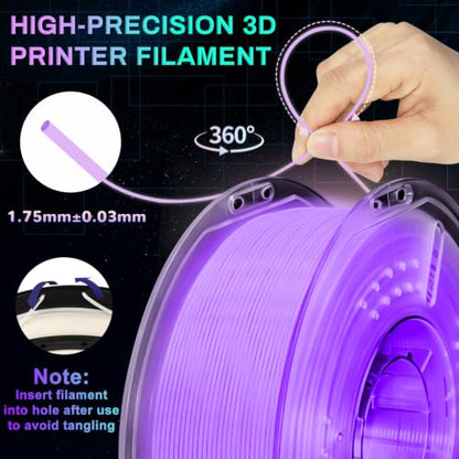 PLA+ 3D Printer Filament, Glow in The Dark Filament 1.75mm, Long-Lasting Glow & High-Brightness, Luminous Bright 3D Printing Filament for Most 3D Printer - 1kg Spool(Glow Blue Purple) - color: Bluepurple