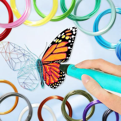 MIKA3D 16 Colors Silk Shiny PLA Filament Sample Pack, Each Color 4 Meter Length, Total 64m Silk Shiny PLA 3D Printer 3D Pen Material Refill Sample Pack - color: 16 Colors Silk Shiny Pla