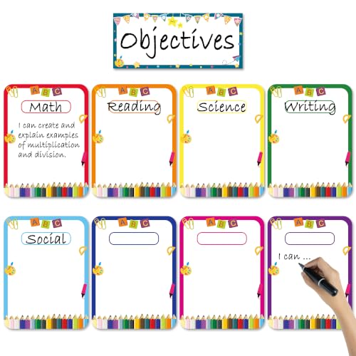 Classroom Learning Objectives Board, 9pcs Magnetic Schedule Display - style: Portrait Whiteboard
