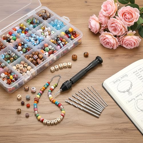 31 PCS Micro Drill Bit Set, Metric Mini Carburetor Jet Drill Bits (0.5-3mm), Pin Vise Hand Drills Manual Set Small Jeweler's Chuck Vice Twist Bits for Jewelry Making Beads DIY Craft Wood Resin