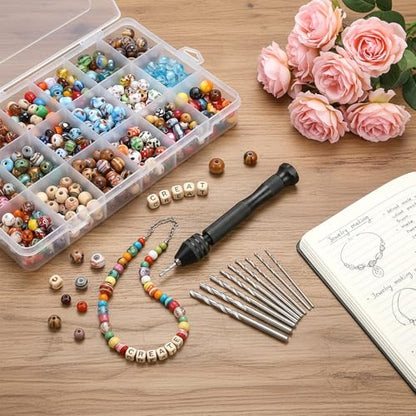 31 PCS Micro Drill Bit Set, Metric Mini Carburetor Jet Drill Bits (0.5-3mm), Pin Vise Hand Drills Manual Set Small Jeweler's Chuck Vice Twist Bits for Jewelry Making Beads DIY Craft Wood Resin