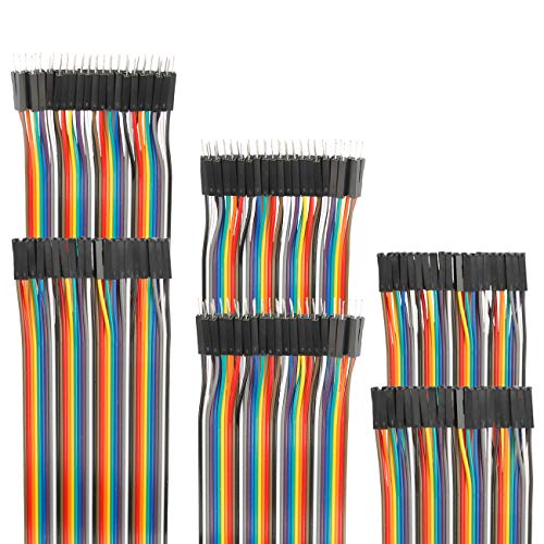 120pcs 15cm Breadboard Jumper Wires Assorted Kit, 10cm-100cm Multicolored Ribbon Cable with Male and Female Connectors - color: 120pcs Assorted(40pin F-F/40pin M-M/40pin M-F ), size: 5.9 inch (15cm)