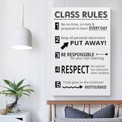 Posters Classroom Rules Poster Class Rules Poster for Middle School Classroom Expectations Posters for High Canvas Painting Posters And Prints Wall Art Pictures for Living Room Bedroom Decor 12x18in