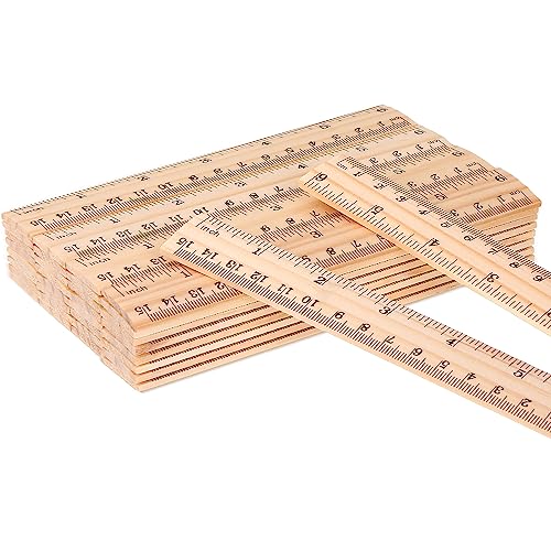 Zonon 100 Pcs Wooden Ruler Bulk Wood Measuring Ruler Office 2 Scale for School Education Families Kids Students (6 Inch) - size: 6 Inch