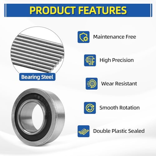 GICOOL 3/4" Sealed Flanged Steel Bearing, 19mm ID x 35mm OD x 13mm W, 4 PK - size: ID 3/4" x OD 1-3/8"