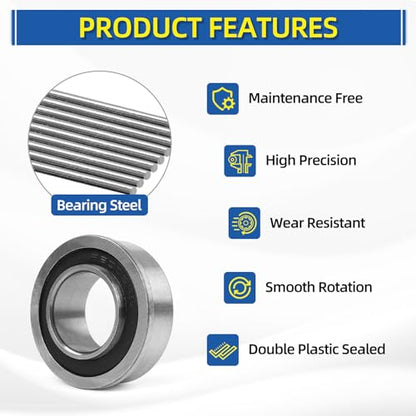 GICOOL 3/4" Sealed Flanged Steel Bearing, 19mm ID x 35mm OD x 13mm W, 4 PK - size: ID 3/4" x OD 1-3/8"