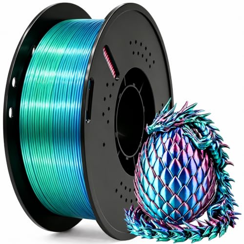 Pre-Dried Silk PLA+ 3D Printer Filament, Shiny Tri-Color PLA+ Filament 1.75mm, Moisture Content <0.3%, Multi Color Change Filament for Most FDM 3D Printers - 1KG Spool (Red Blue Green) - color: Red Blue Green
