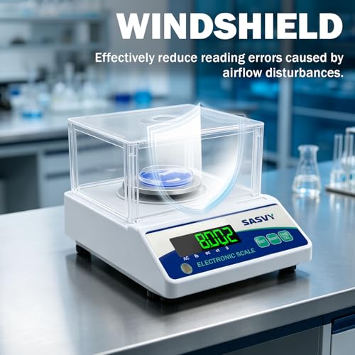 Lab Scale 500g x 0.001g Scientific Scale g/oz/ct/lb High Precision Digital Electronic Analytical Balance for Jewelry Kitchen Laboratory School, Includes 200g Calibration Weight&Battery - size: 500g 0.001g